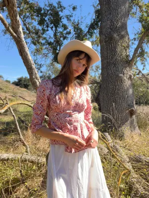 Nia Top / Pink   Milkly White Liberty Floral Cotton with Ruffle