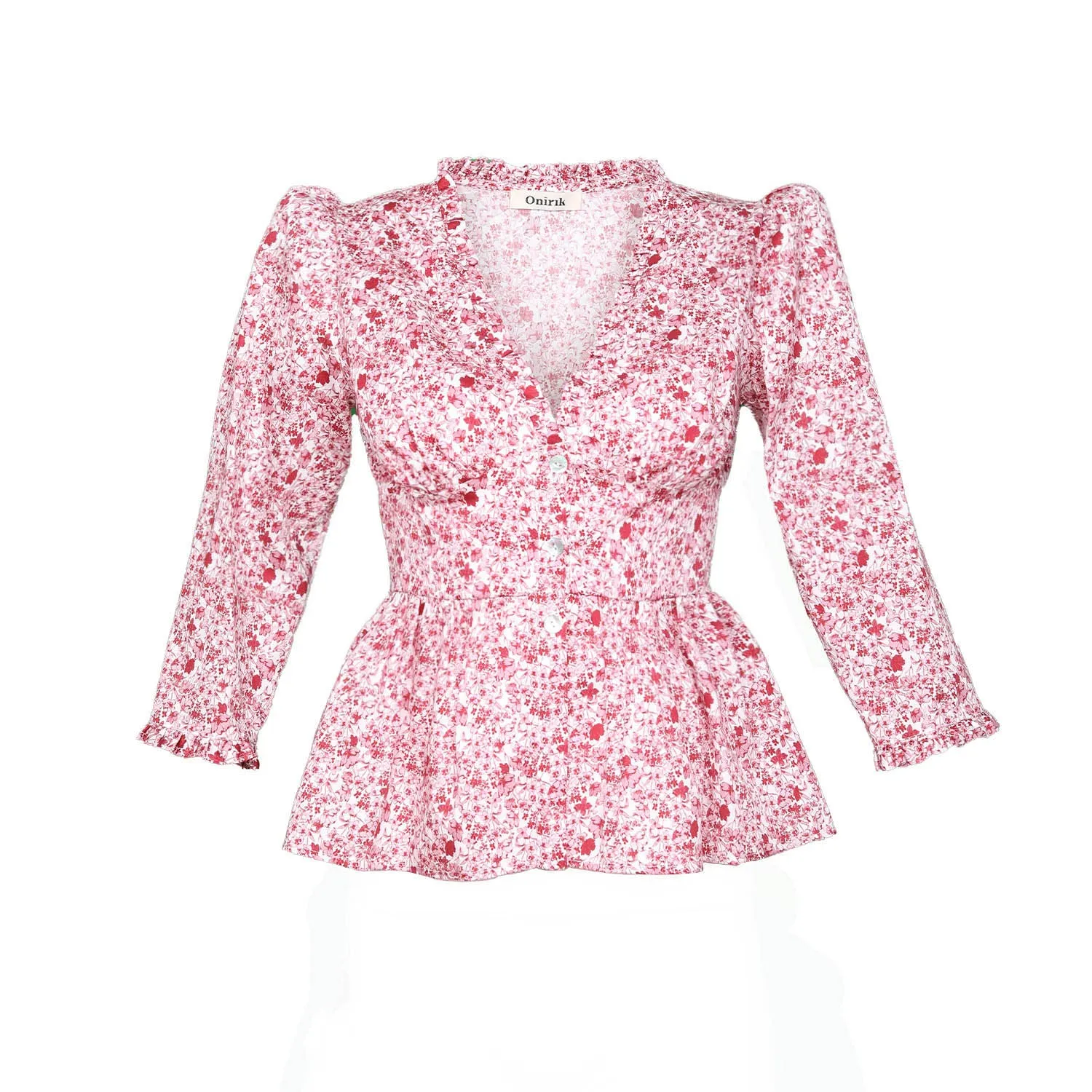 Nia Top / Pink   Milkly White Liberty Floral Cotton with Ruffle