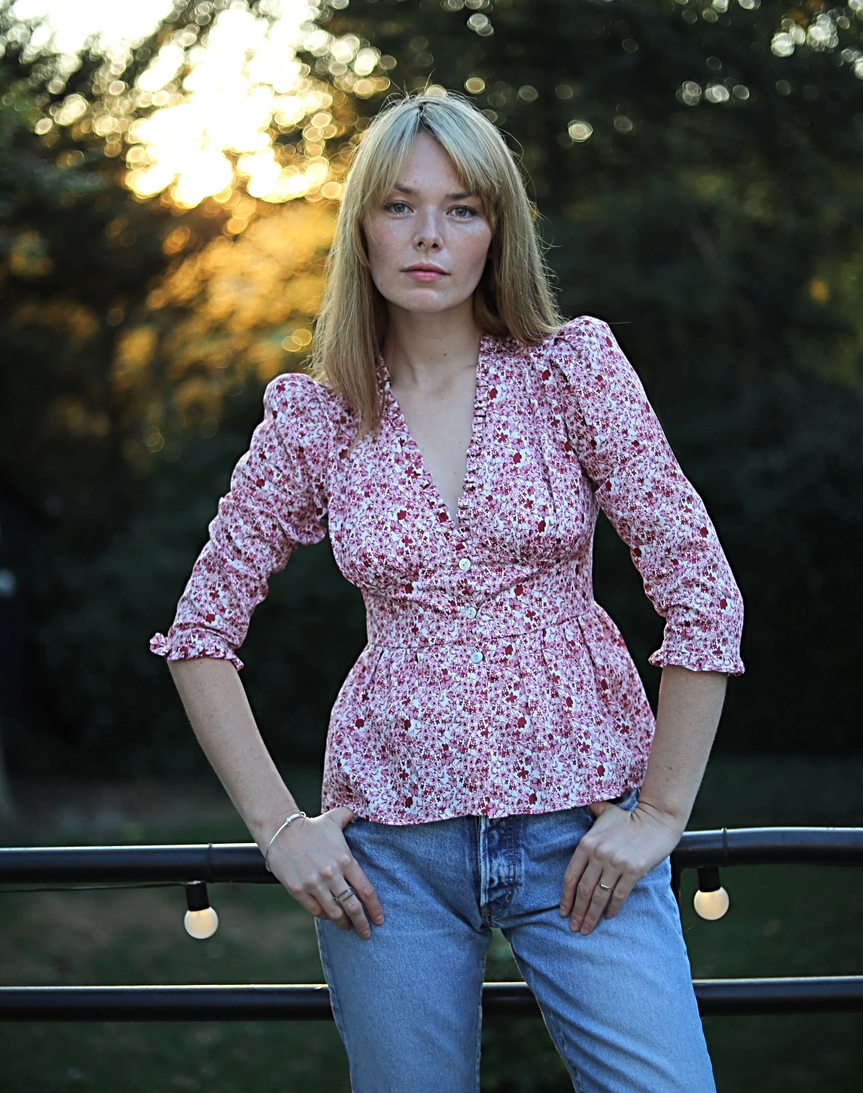 Nia Top / Pink   Milkly White Liberty Floral Cotton with Ruffle