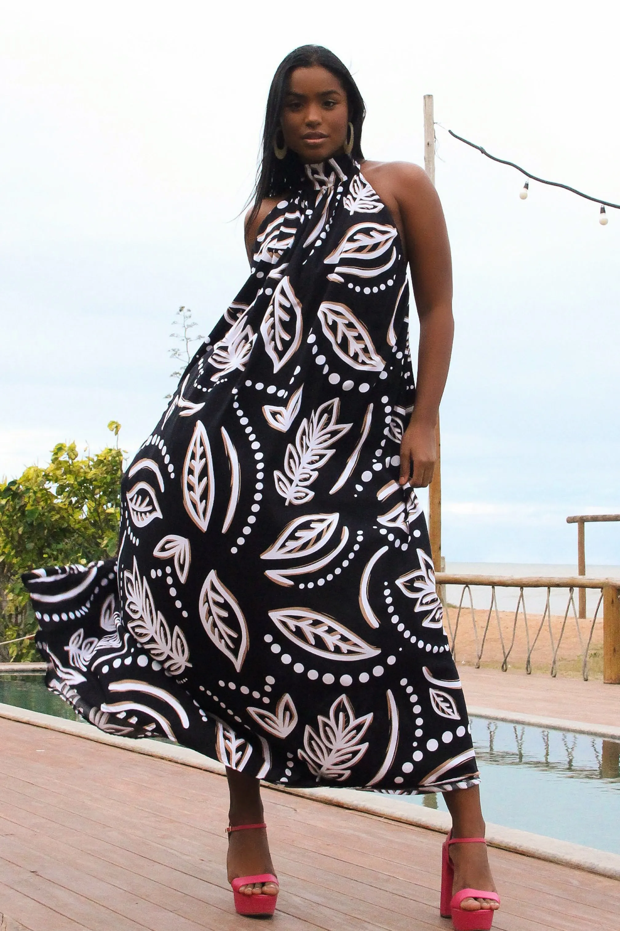 Noir Turtle Neck Gypsy Dress
