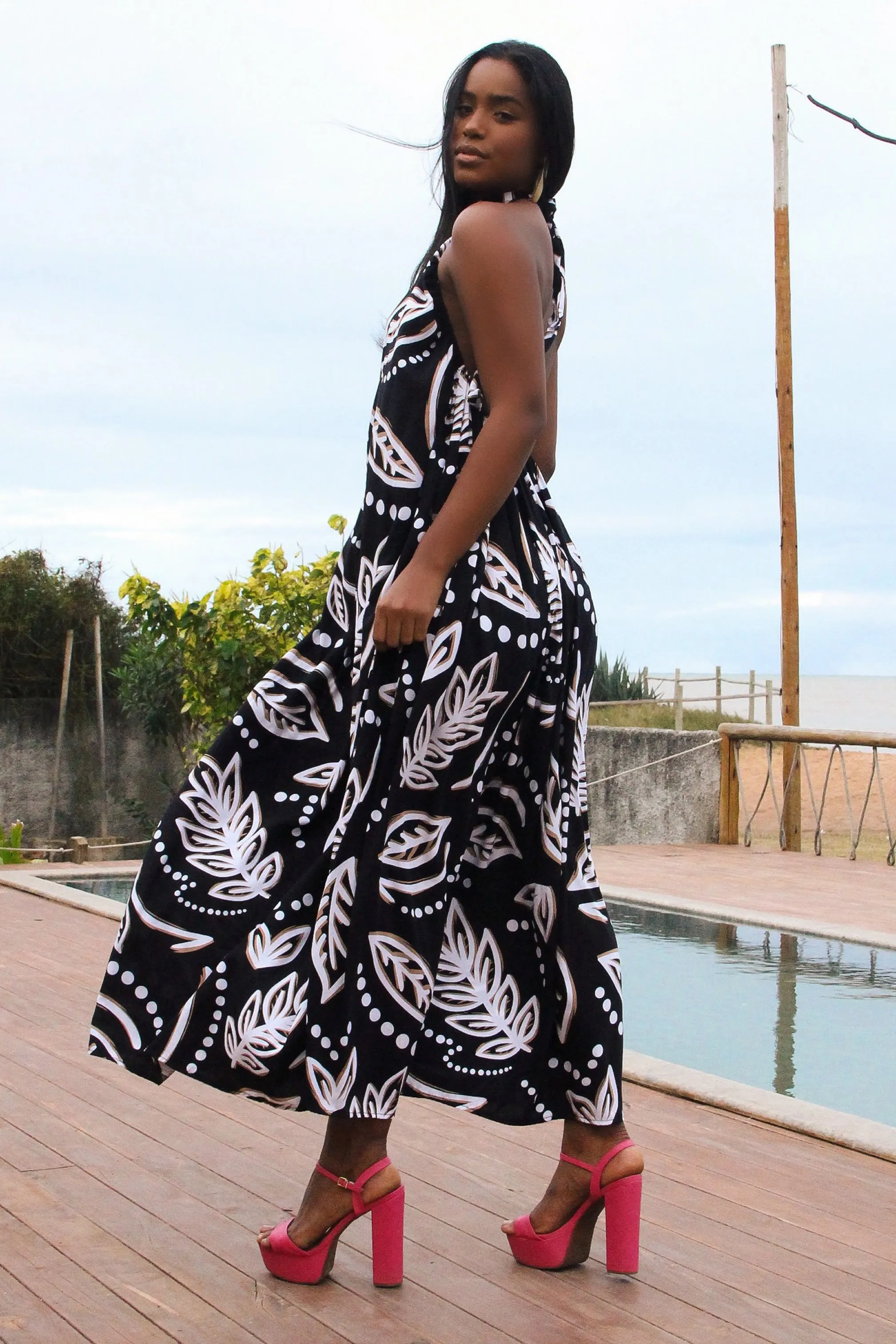 Noir Turtle Neck Gypsy Dress