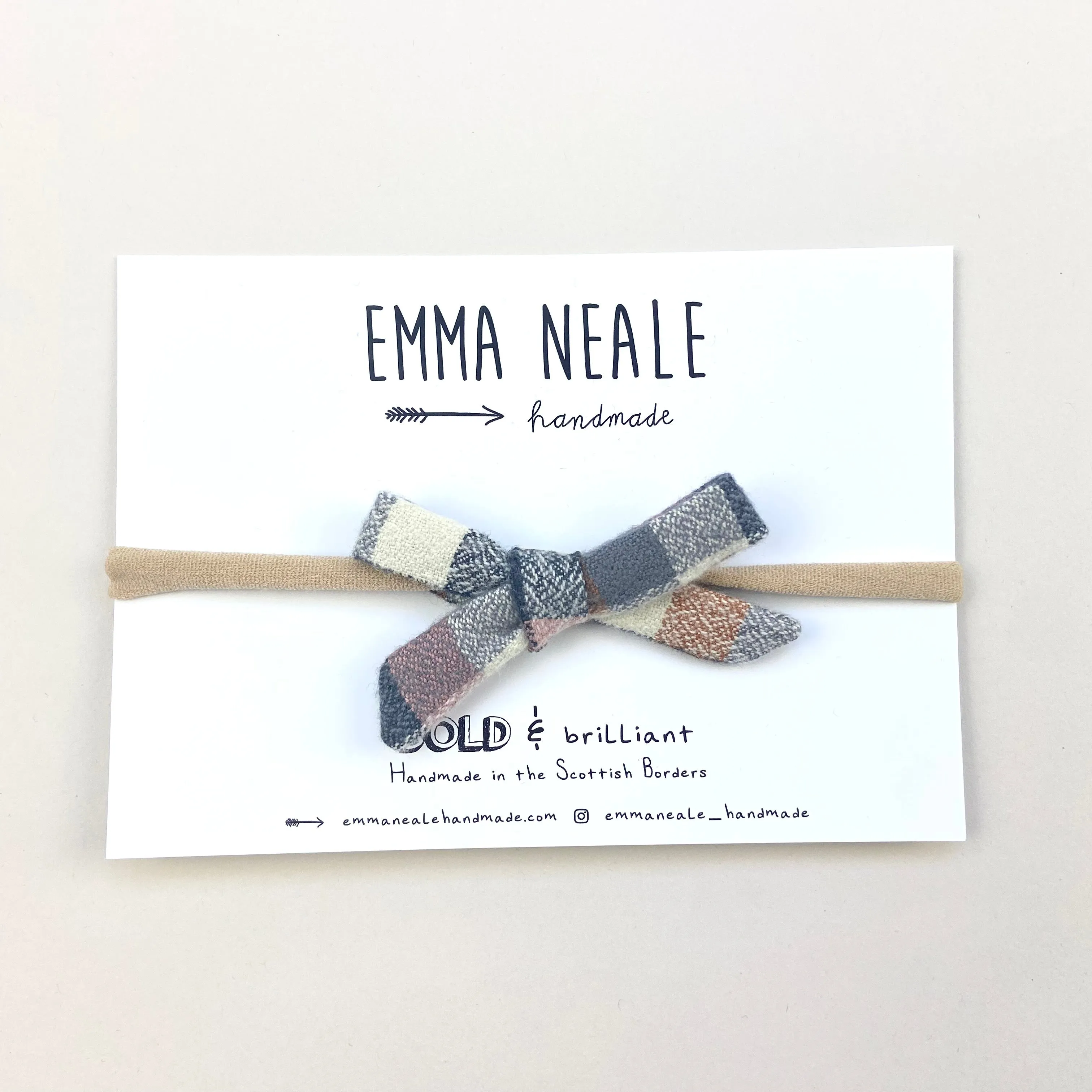 Nutmeg Check Orla Bow Headband