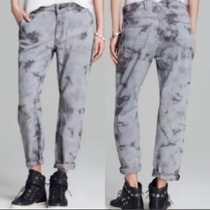 NWT L'agence La'T Grey Tie Dye Boyfriend Pants Size 25