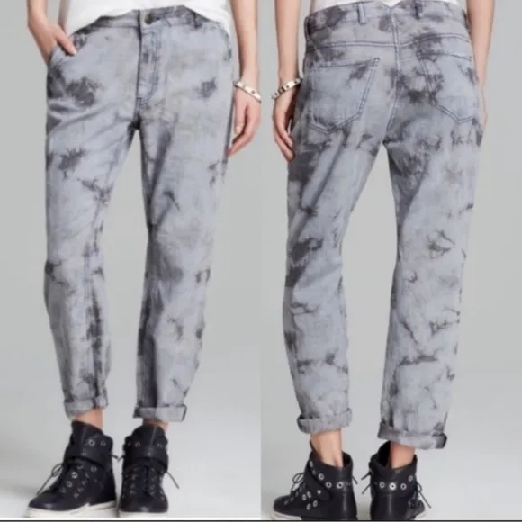 NWT L'agence La'T Grey Tie Dye Boyfriend Pants Size 25