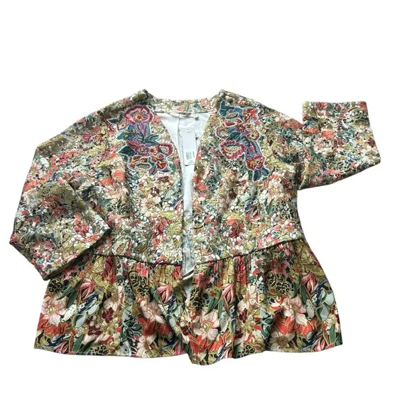 NWT Soft Surroundings Ariege floral lace embroidered blazer cardigan size XL