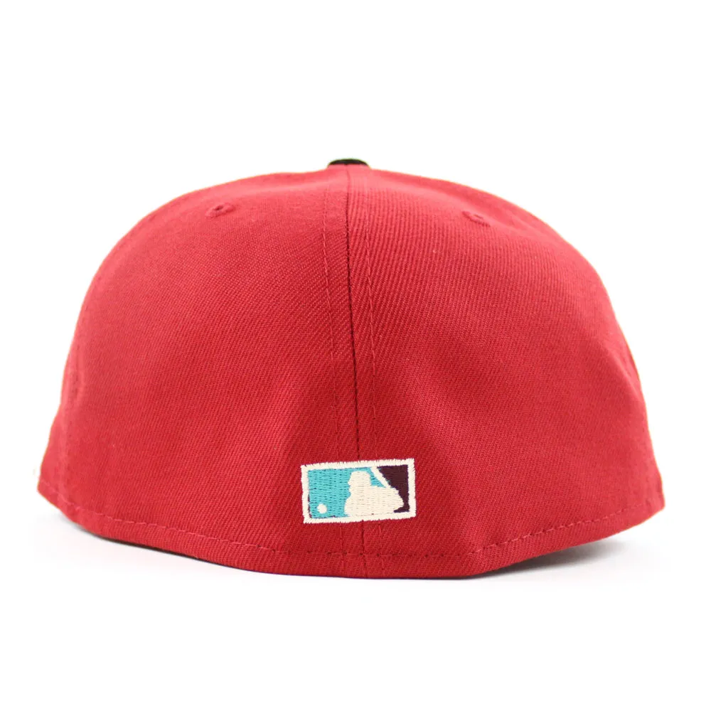 Oakland Athletics 25TH Anniversary New Era 59Fifty Fitted Hat (PINOT RED BLACK CORDUROY BLUSH SKY Under Brim)