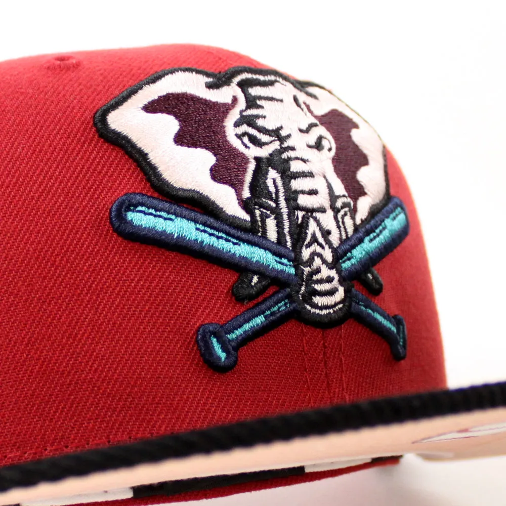 Oakland Athletics 25TH Anniversary New Era 59Fifty Fitted Hat (PINOT RED BLACK CORDUROY BLUSH SKY Under Brim)