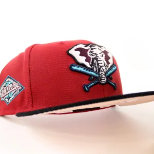Oakland Athletics 25TH Anniversary New Era 59Fifty Fitted Hat (PINOT RED BLACK CORDUROY BLUSH SKY Under Brim)
