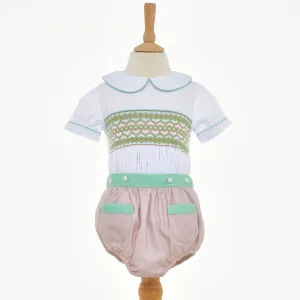 Ocean Baby Boys Smocked Creme Brulee Buster Suit (NB-3Yrs)
