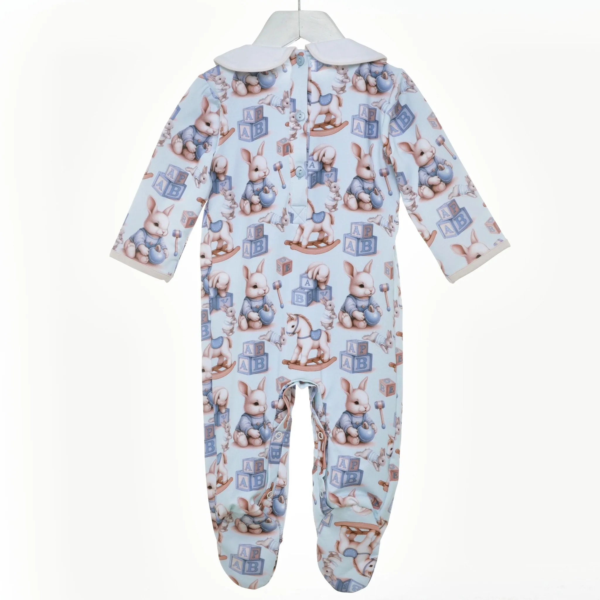 Ocean Baby Boys Smocked Vintage Toy & Bunny Print Sleepsuit & Bib Set (NB-18M)