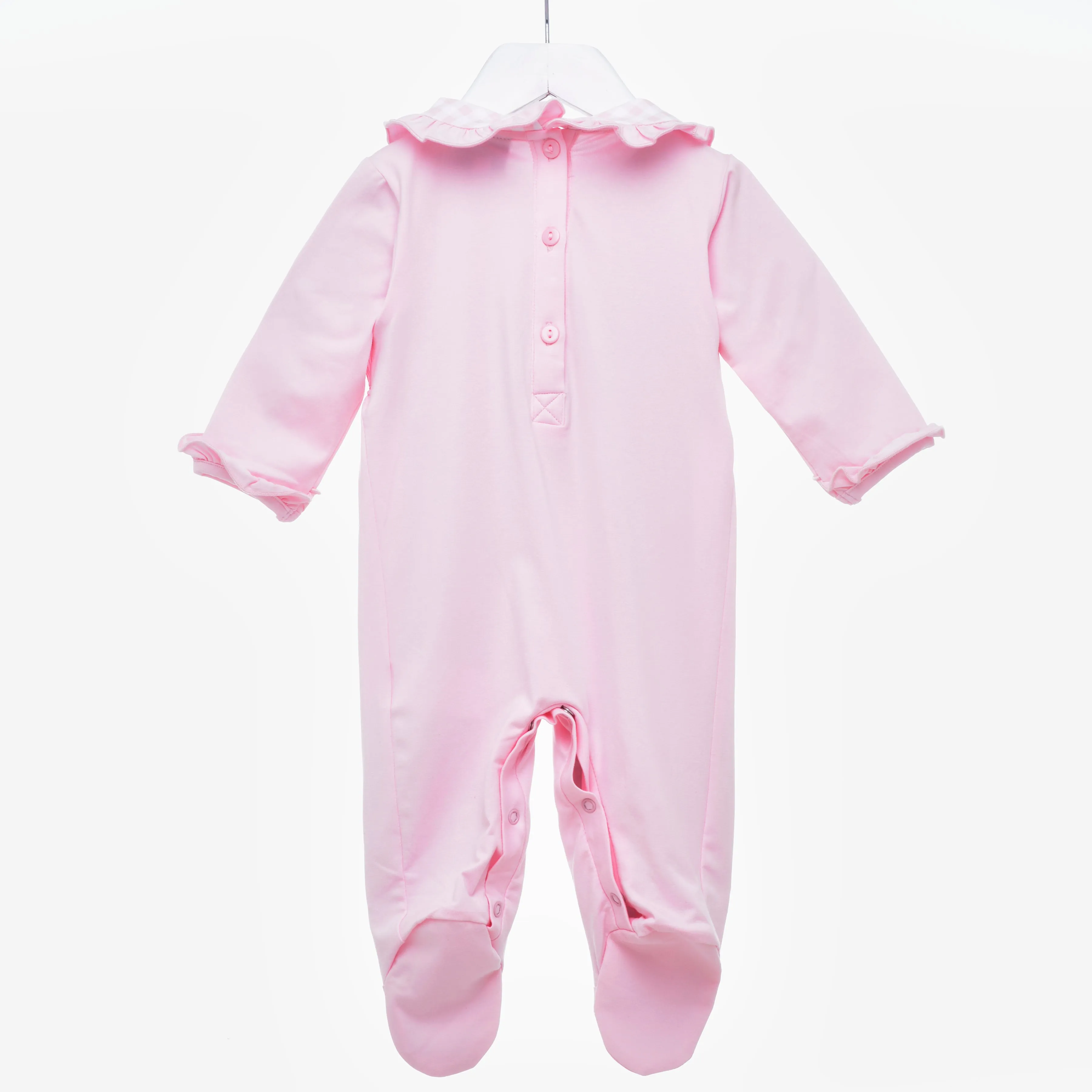 Ocean Baby Girls Pink Full Front Smocked Carousel Sleepsuit & Headband Set (NB-18M)