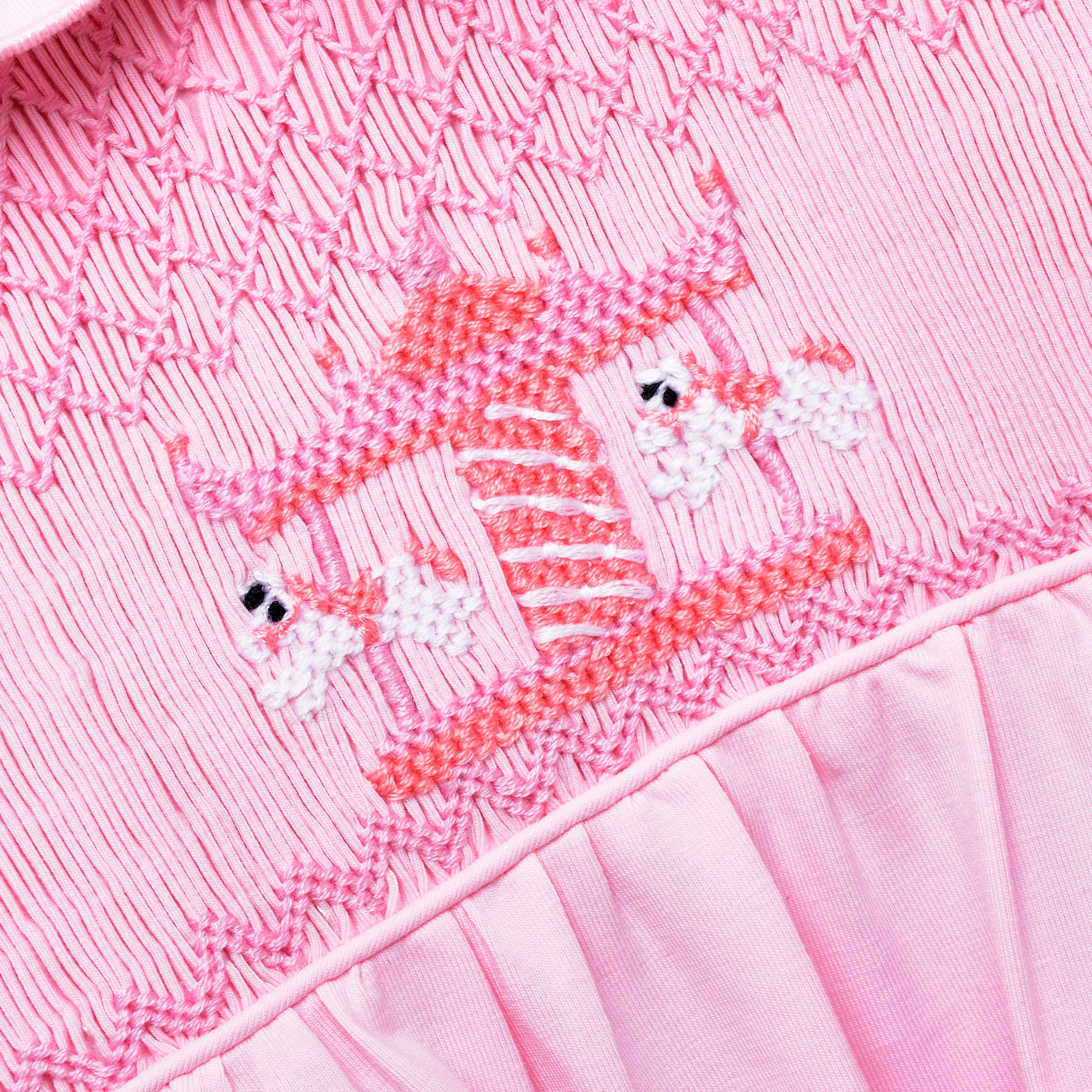Ocean Baby Girls Pink Full Front Smocked Carousel Sleepsuit & Headband Set (NB-18M)