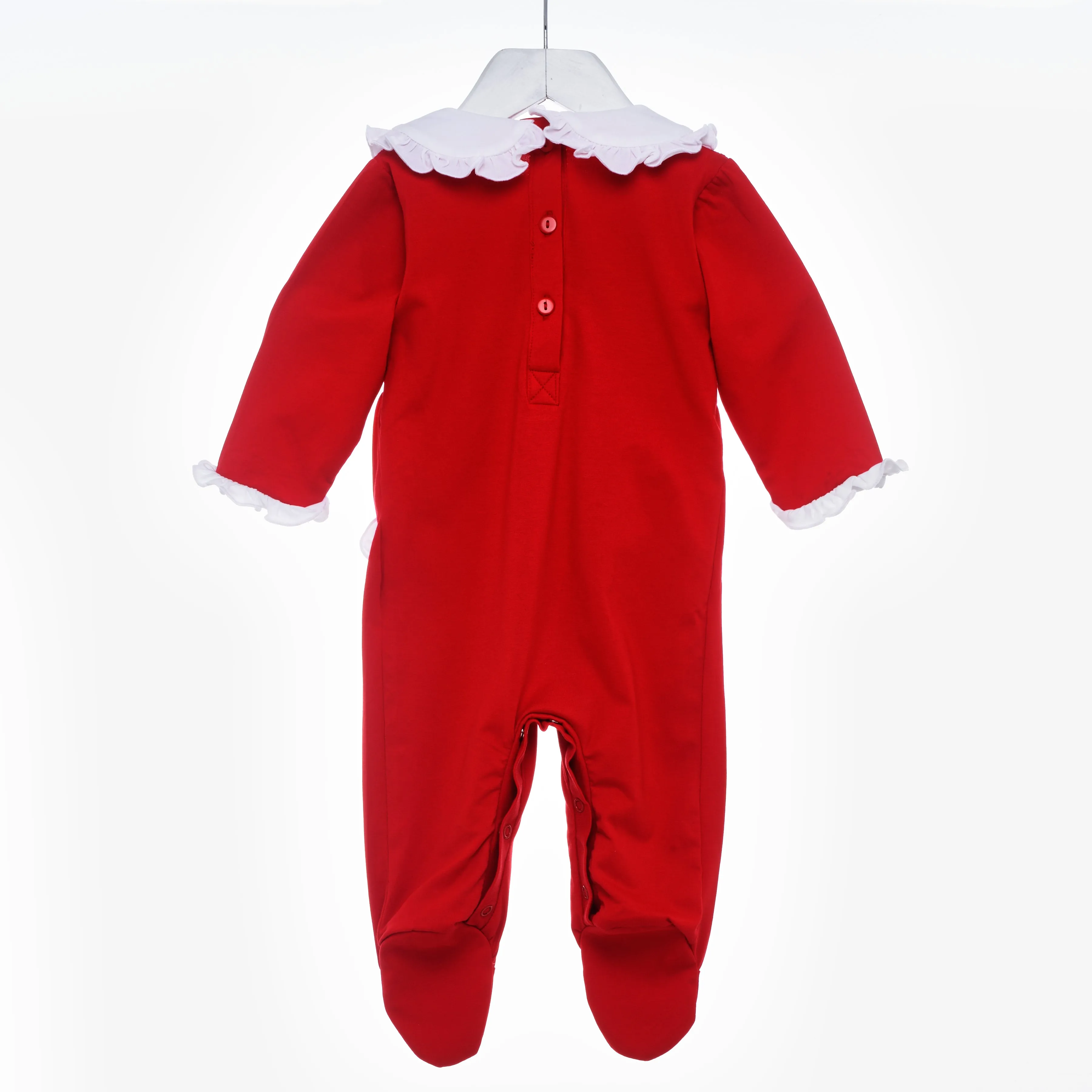 Ocean Baby Girls Ruby Red Smocked Sleepsuit & Headband Set (NB-18M)