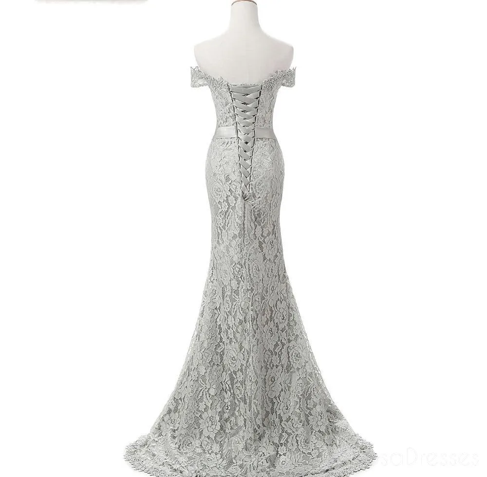 Off Shoulder Short Sleeve Lace Mermaid Long Evening Prom Dresses, Popular Cheap Long 2018 Party Prom Dresses, 17242