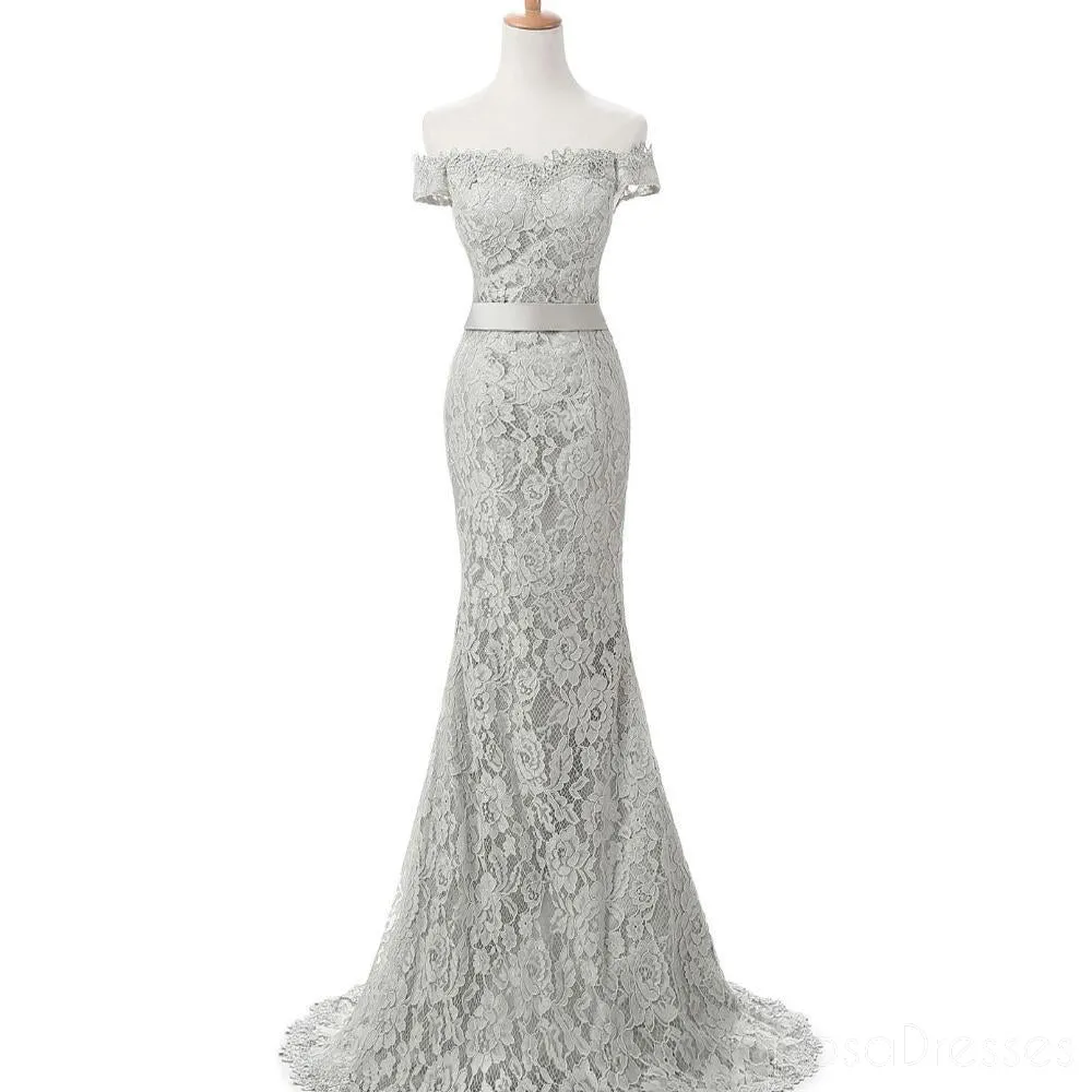 Off Shoulder Short Sleeve Lace Mermaid Long Evening Prom Dresses, Popular Cheap Long 2018 Party Prom Dresses, 17242