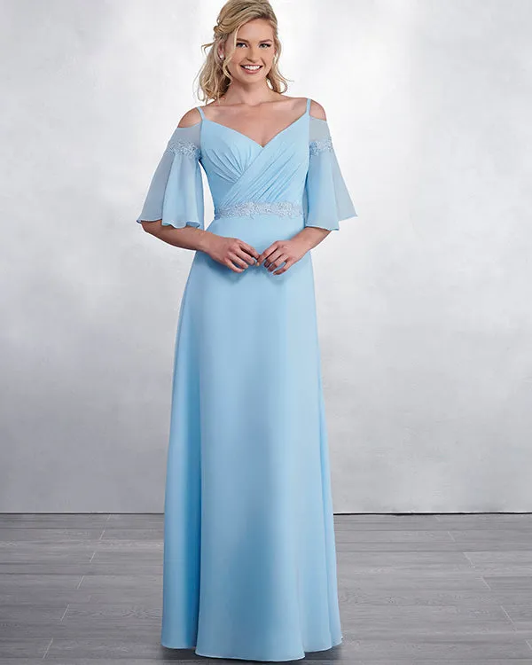 Off The Shoulder 2019 Lace Chiffon Bridesmaid Dresses V-Neck Party Gown Floor Length