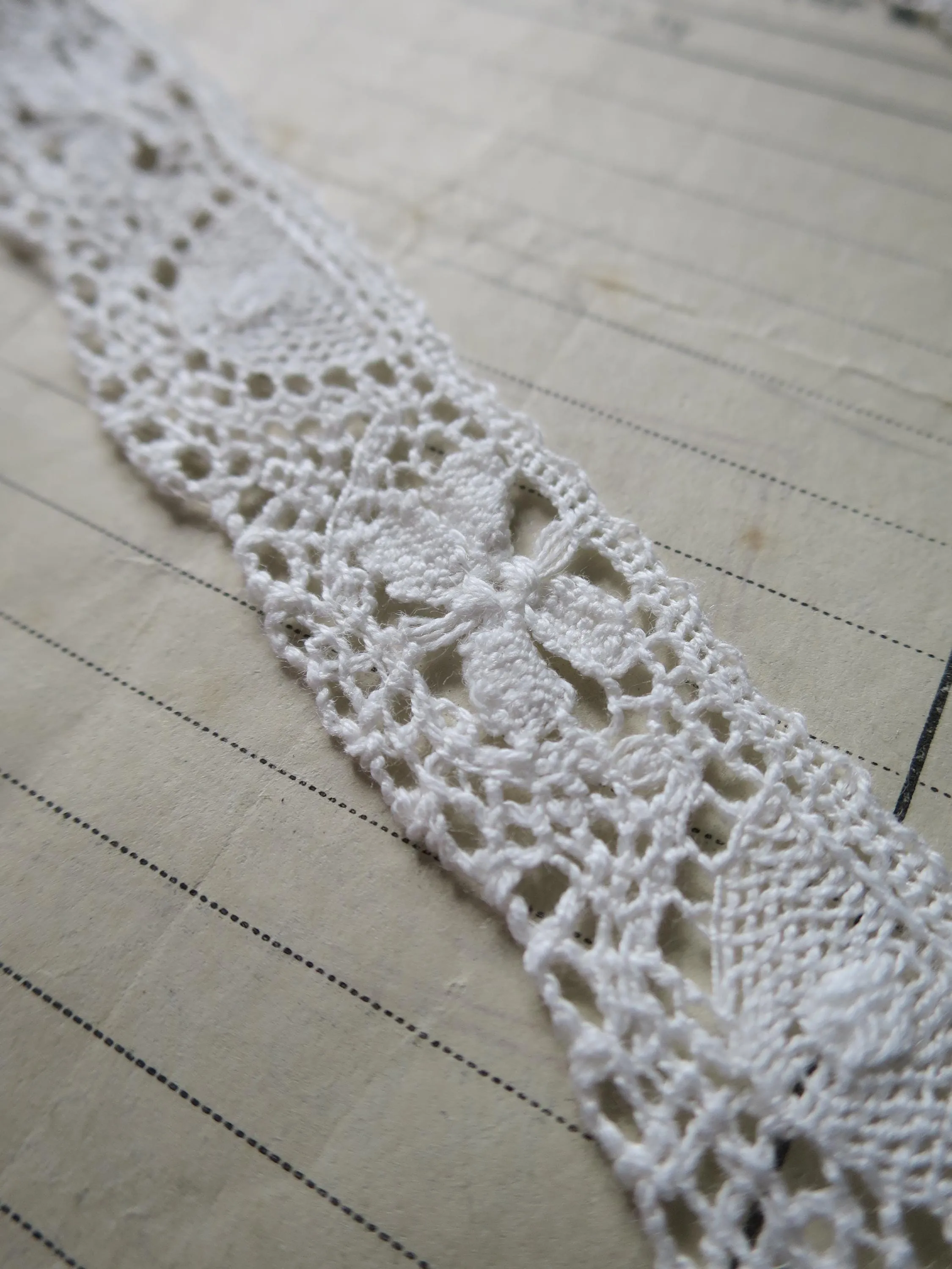 Off White English Nottingham Cluny Lace- Butterflies & Cartouches- 2.3 cm