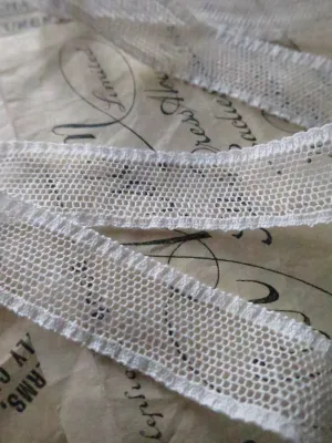 Off White English Nottingham Lace- Plain Net Insertion- 1.5 cm