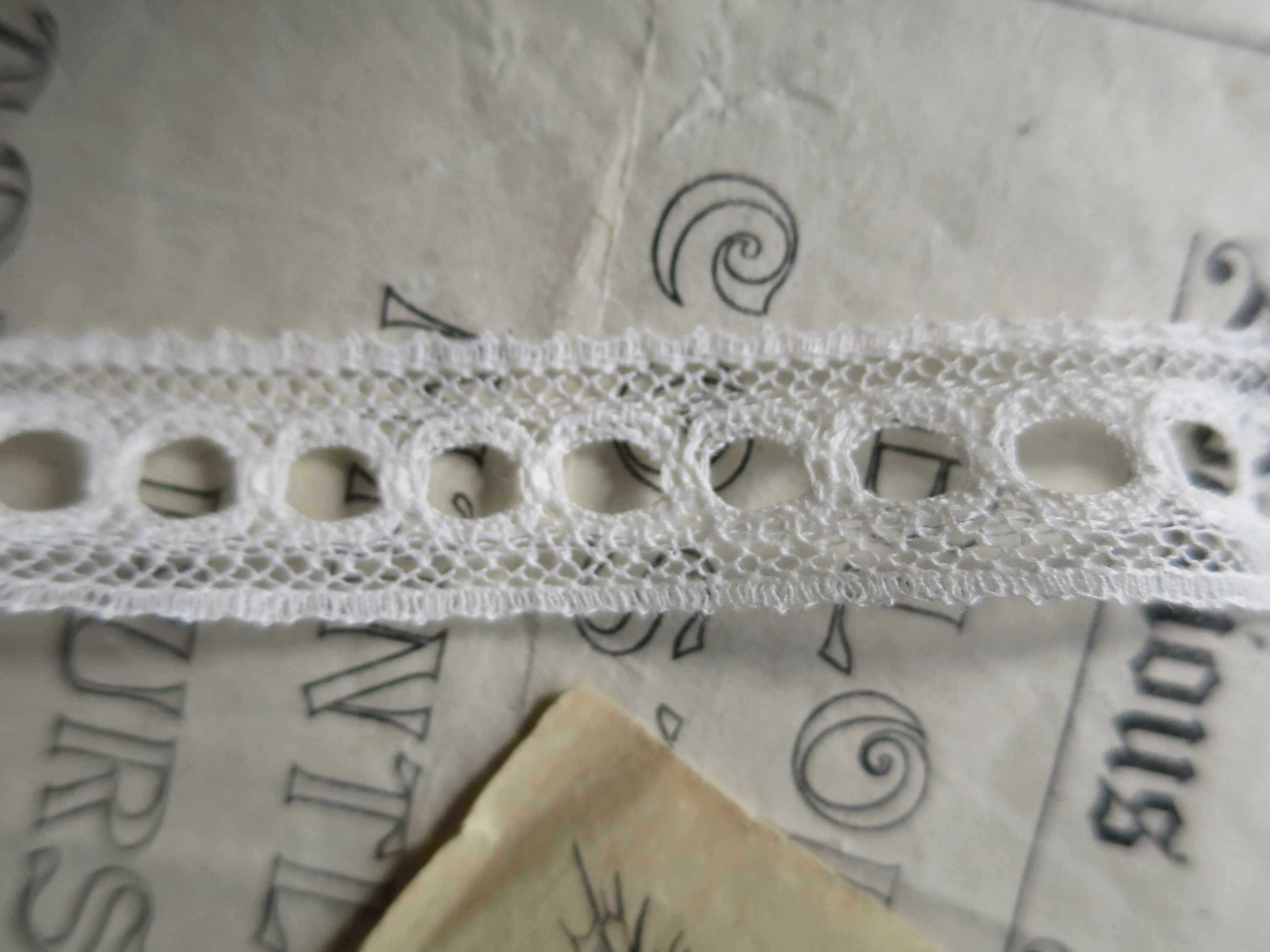 Off White English Nottingham Lace- Valenciennes Eyelet Insertion- 1.7 cm