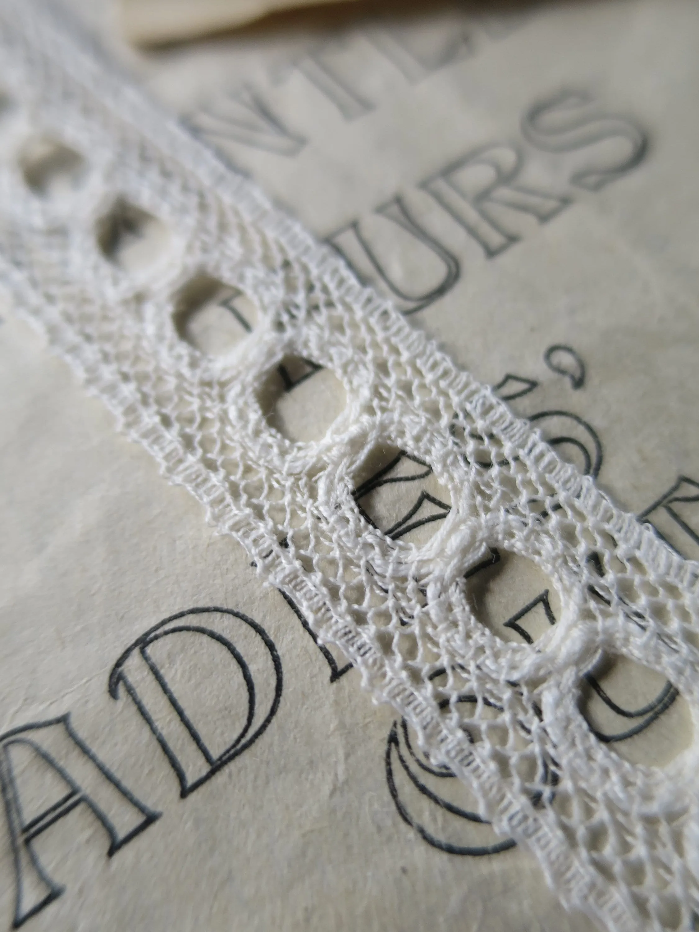 Off White English Nottingham Lace- Valenciennes Eyelet Insertion- 1.7 cm