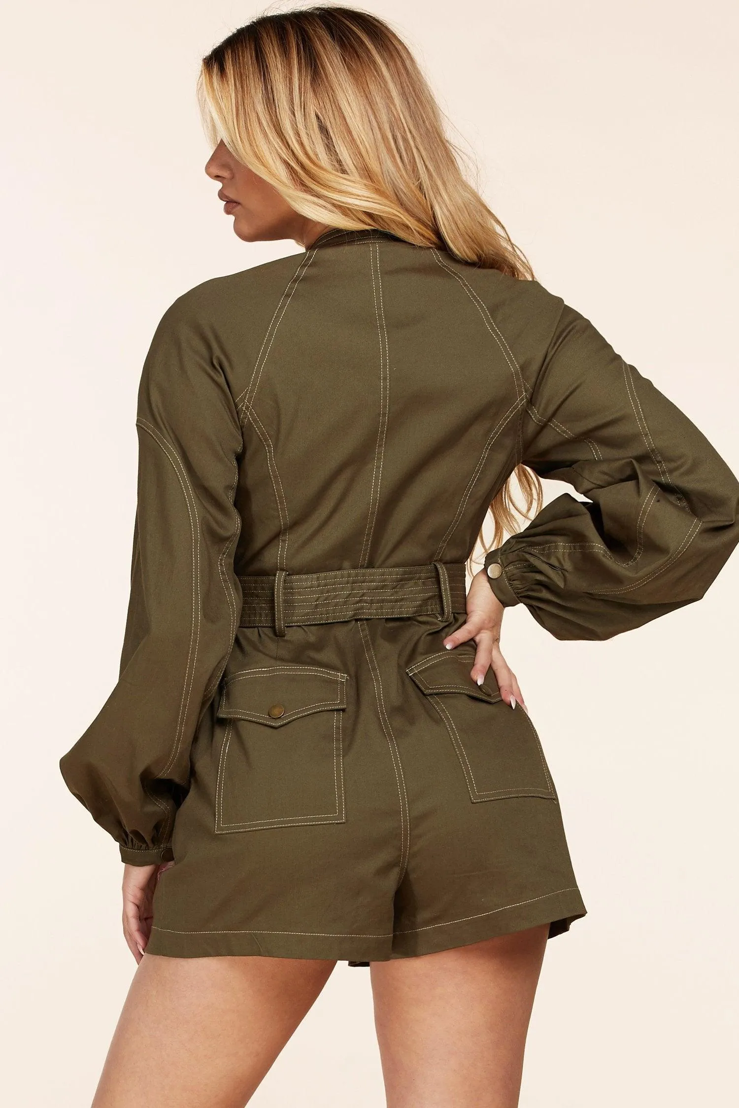 OILVE GREEN UTILTY ROMPER
