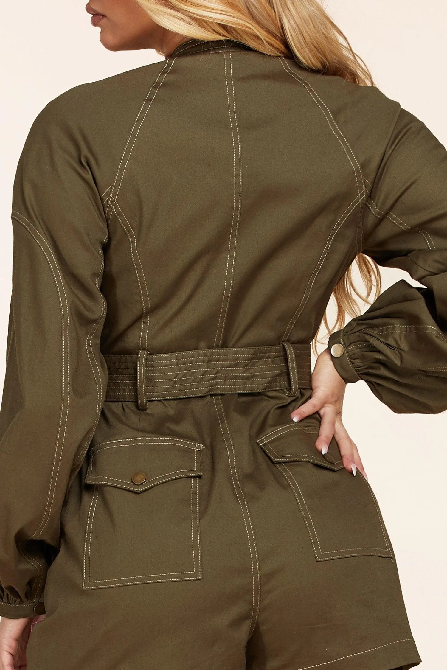 OILVE GREEN UTILTY ROMPER