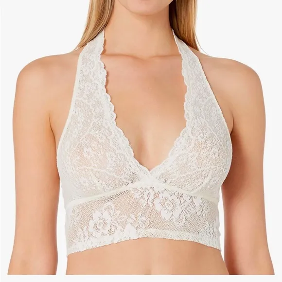 Only Hearts Bardot Halter Lace Bralette In Crème Fraiche Size Medium