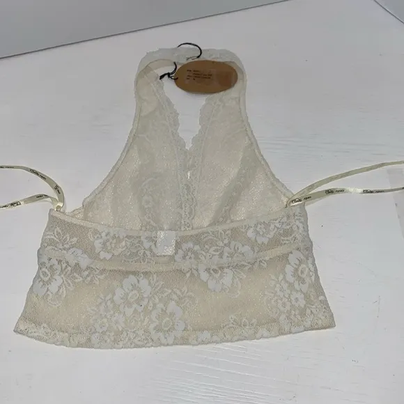 Only Hearts Bardot Halter Lace Bralette In Crème Fraiche Size Medium