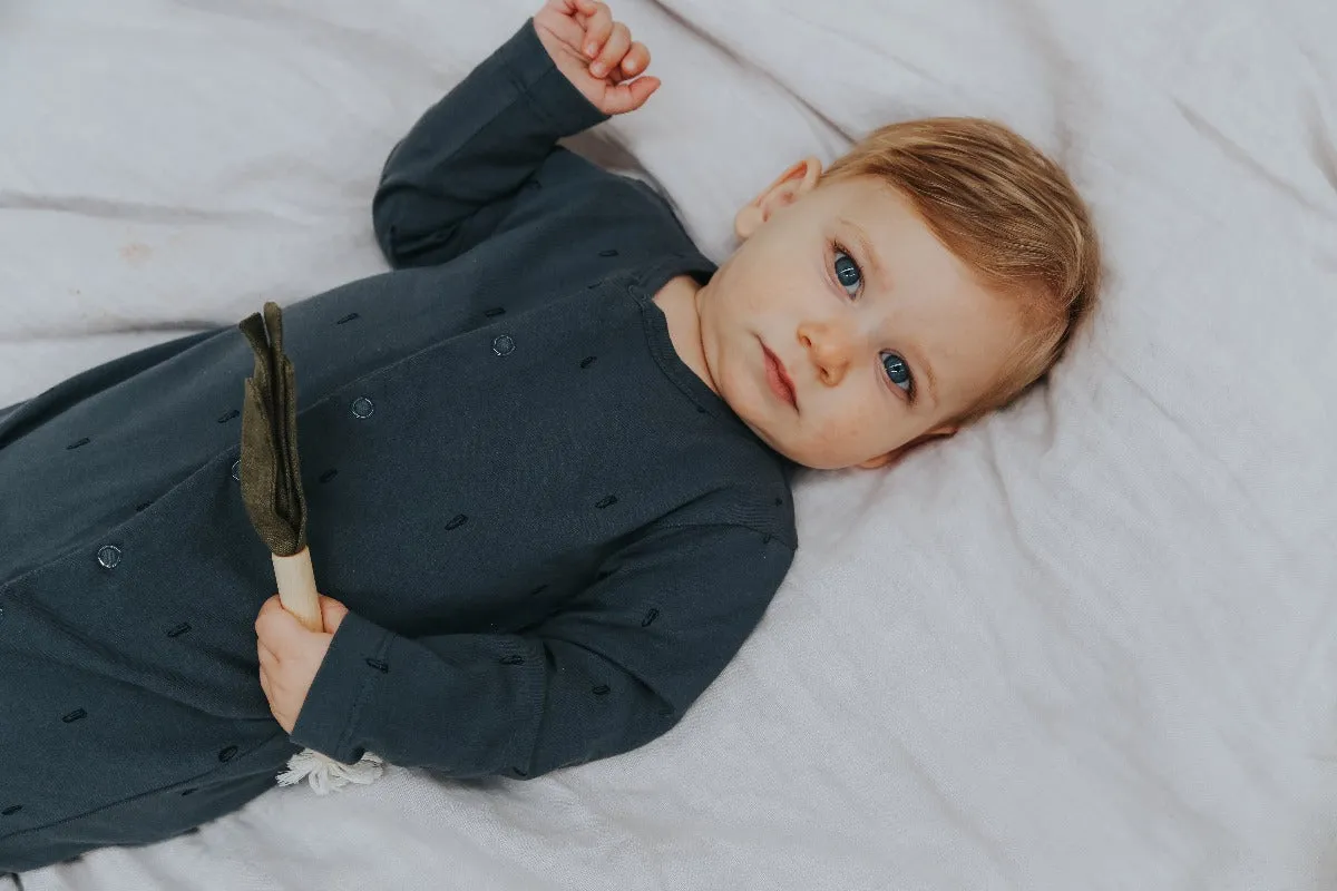 Organic Cotton Full Romper - Smoke