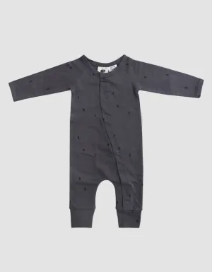 Organic Cotton Full Romper - Smoke