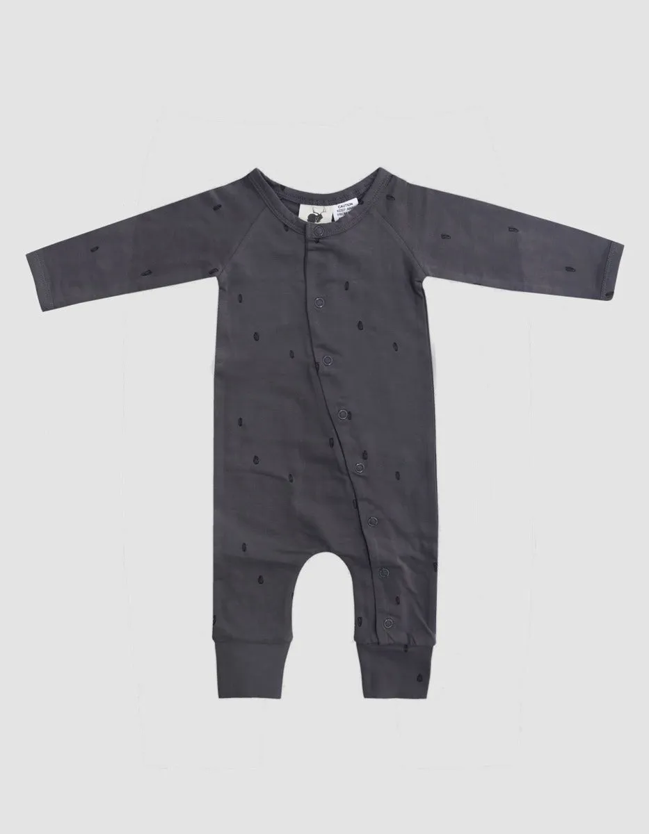 Organic Cotton Full Romper - Smoke