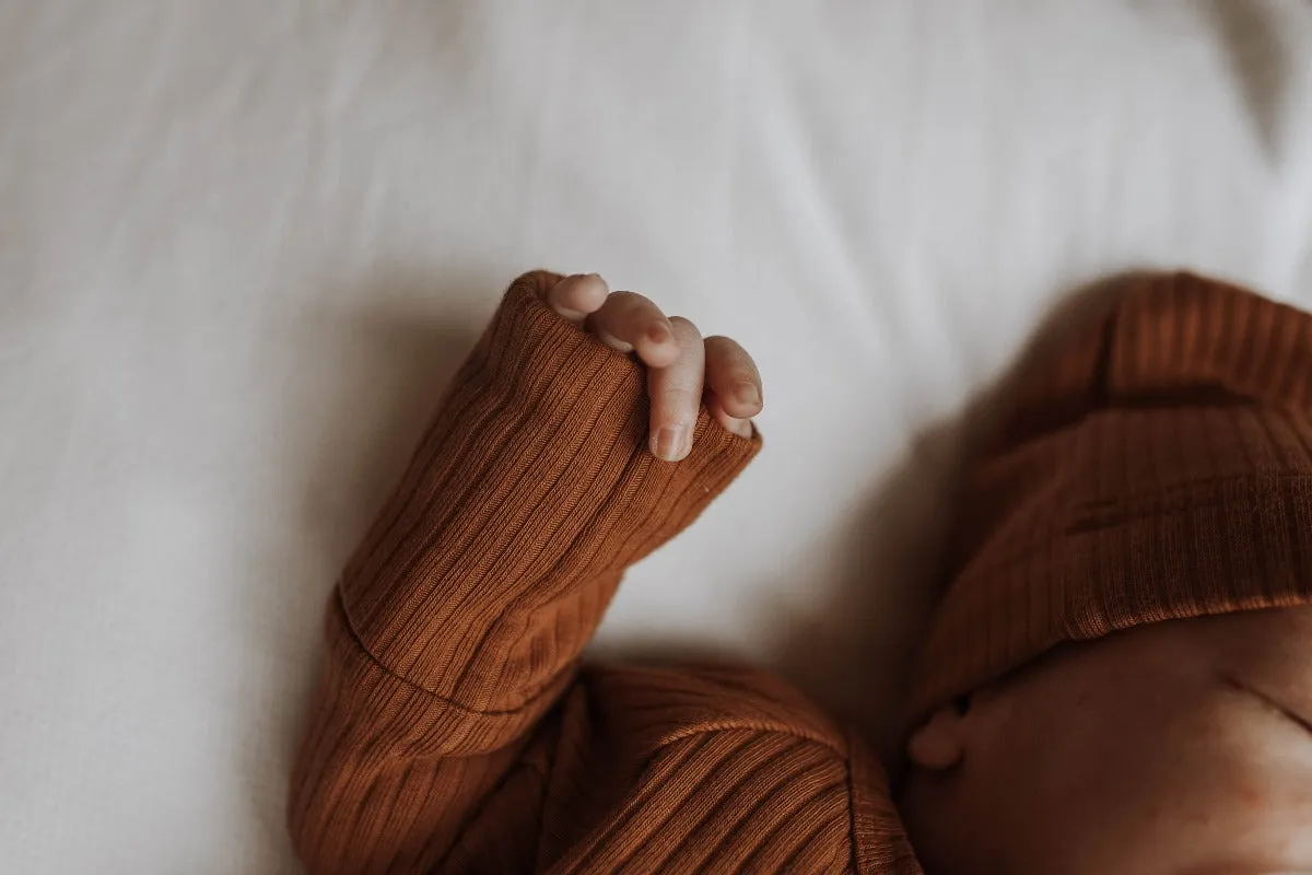 Organic Cotton Zip Romper - Cinnamon