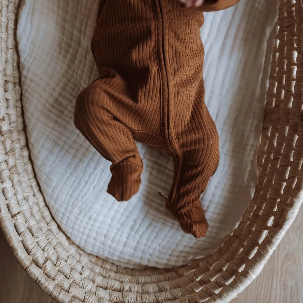 Organic Cotton Zip Romper - Cinnamon