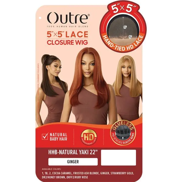 Outre Human Hair Blend 5x5 Lace Closure Wig - HHB NATURAL YAKI 22"