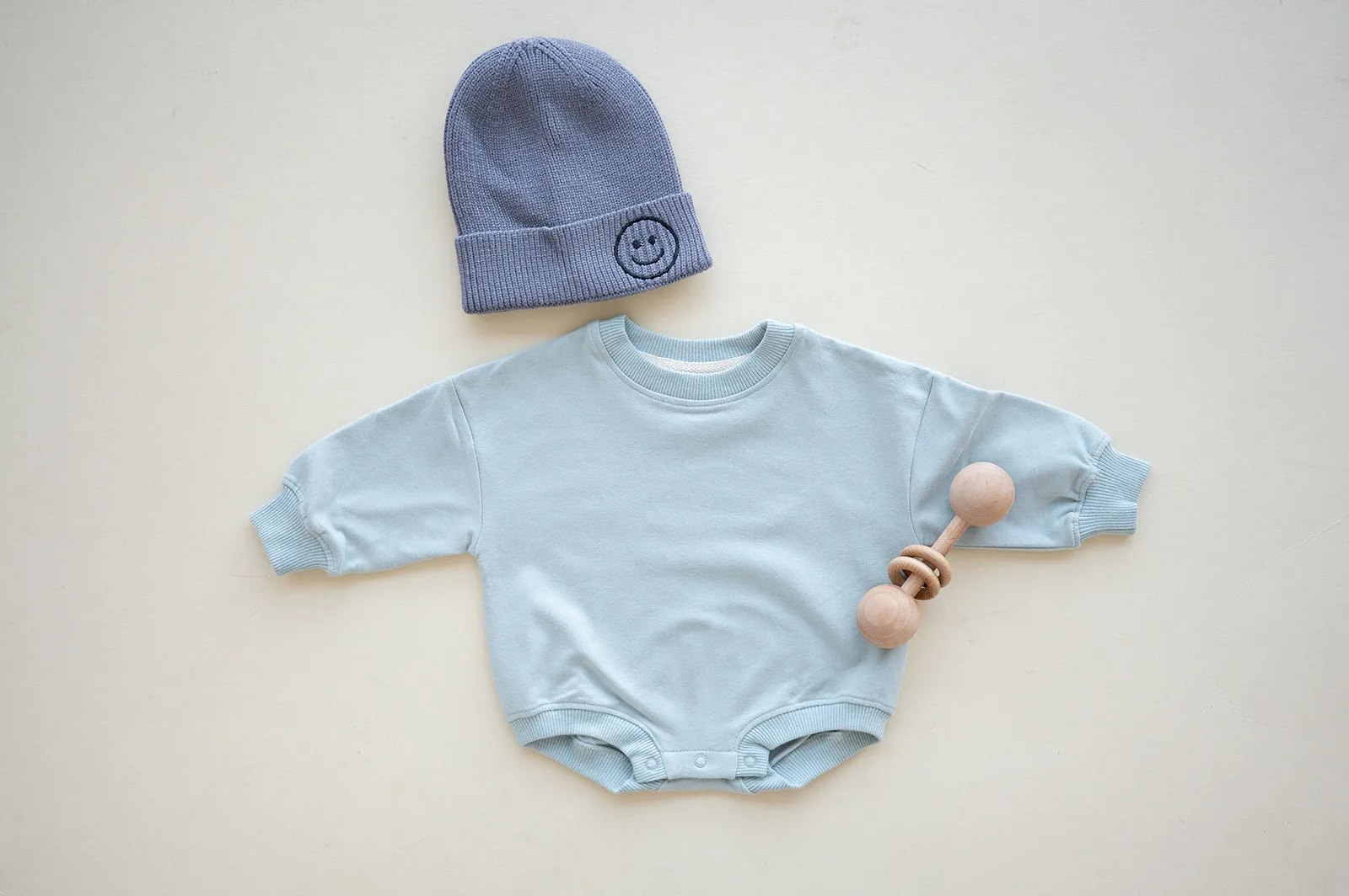 Oversized Cozy Romper - Mint Blue