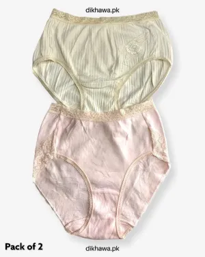 Pack of 2 Imported Stocklot Branded Cotton Panty Stretchable Cotton Lace Panty 2021