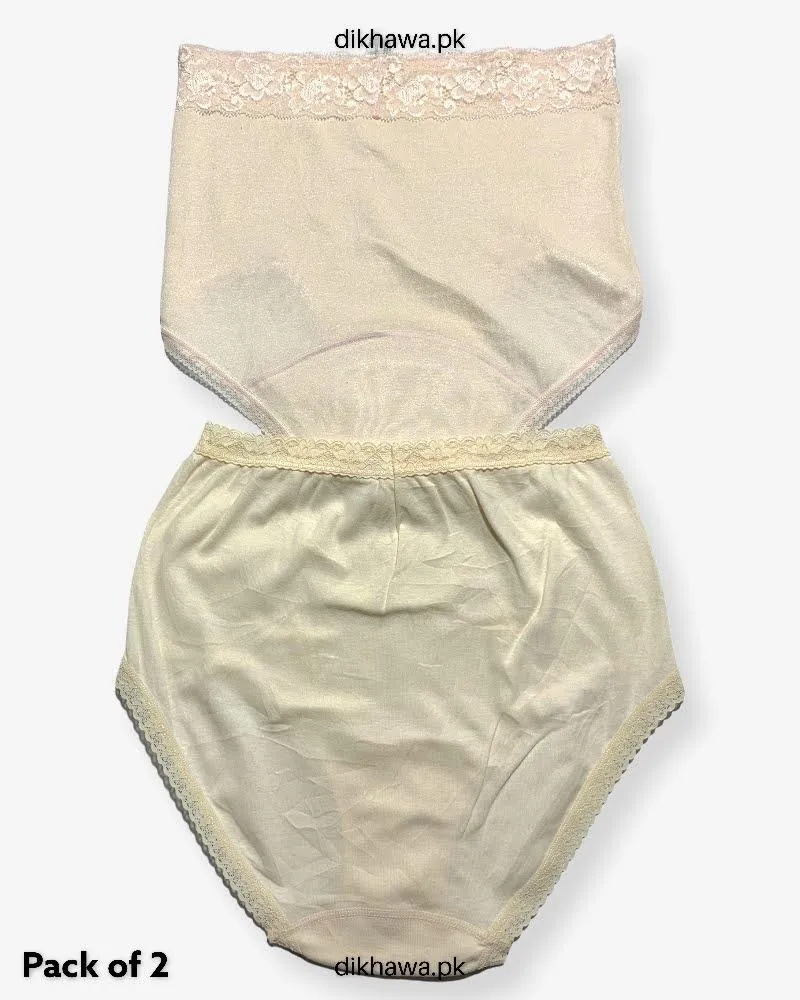 Pack of 2 Imported Stocklot Branded Cotton Panty Stretchable Cotton Lace Panty 2021