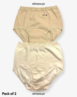 Pack of 2 Imported Stocklot Branded Cotton Panty Stretchable Cotton Lace Panty 2021