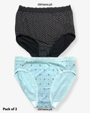 Pack of 2 Imported Stocklot Branded Cotton Panty Stretchable Cotton Lace Panty 2021
