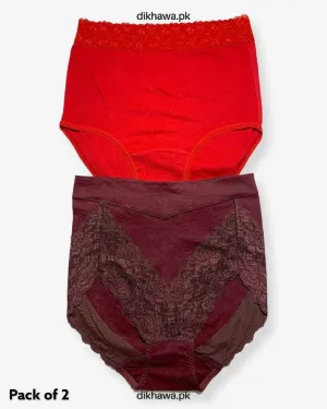 Pack of 2 Imported Stocklot Branded Cotton Panty Stretchable Cotton Lace Panty 2021