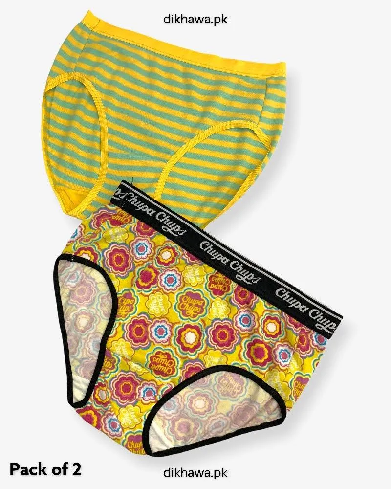 Pack of 2 Imported Stocklot Branded Cotton Panty Stretchable Cotton Lace Panty 2021