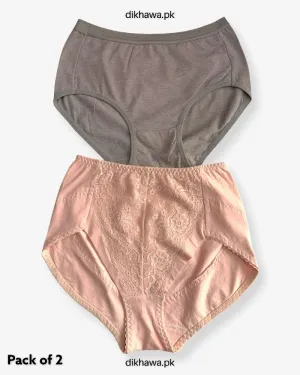 Pack of 2 Imported Stocklot Branded Cotton Panty Stretchable Cotton Lace Panty 2021