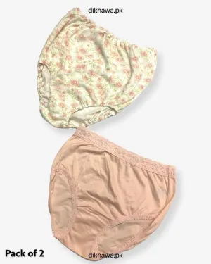 Pack of 2 Imported Stocklot Branded Cotton Panty Stretchable Cotton Lace Panty 2021