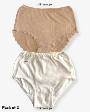 Pack of 2 Imported Stocklot Branded Cotton Panty Stretchable Cotton Lace Panty 2021