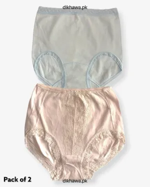 Pack of 2 Imported Stocklot Branded Cotton Panty Stretchable Cotton Lace Panty 2021