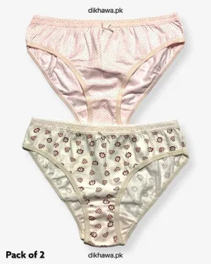 Pack of 2 Imported Stocklot Branded Cotton Panty Stretchable Cotton Lace Panty 2021