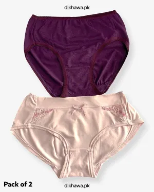 Pack of 2 Imported Stocklot Branded Cotton Panty Stretchable Cotton Lace Panty 2021