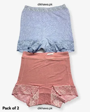 Pack of 2 Imported Stocklot Branded Cotton Panty Stretchable Cotton Lace Panty 2021