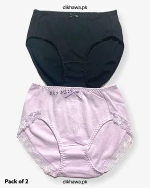 Pack of 2 Imported Stocklot Branded Cotton Panty Stretchable Cotton Lace Panty 2021