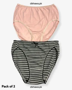 Pack of 2 Imported Stocklot Branded Cotton Panty Stretchable Cotton Lace Panty 2021